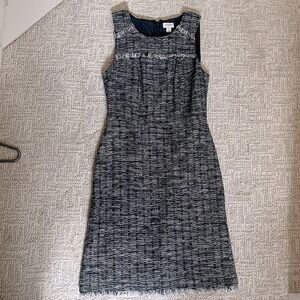 J Crew Navy Tweed Fringe Dress Size 00
